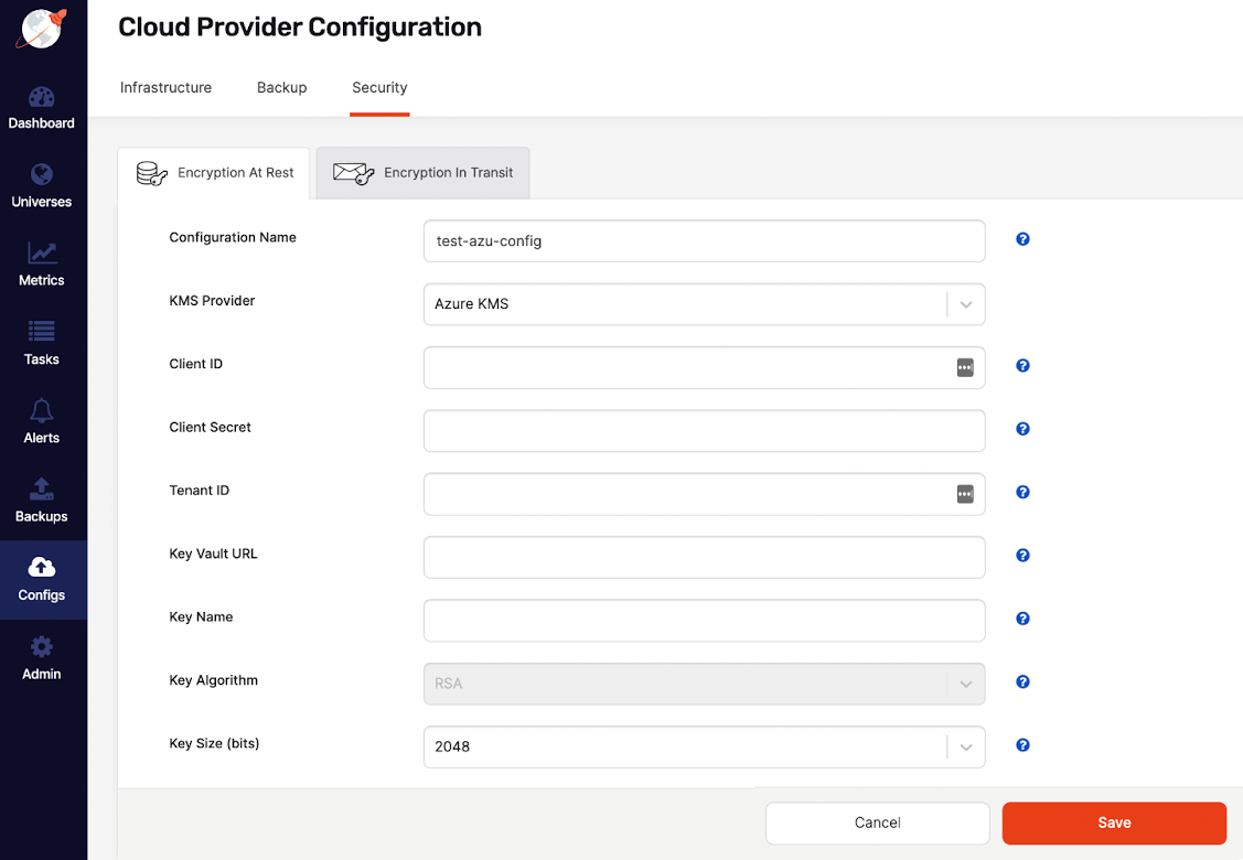 Azure Key Vault configuration